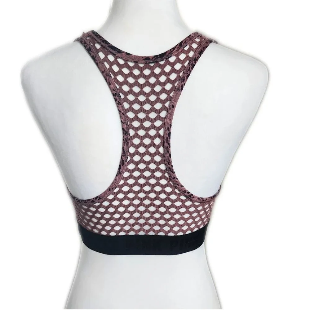 PINK Victoria's Secret Ultimate Unlined dusty rose & black snakeskin print L